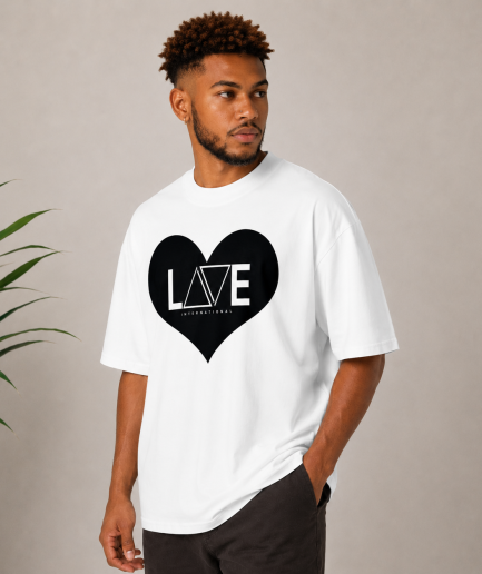 T-shirt Oversize │ LOVE Heart Blanc